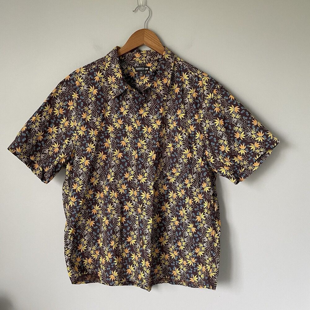 Toad&Co. Button Down Shirt Top Tropical Print Relaxed Fit Gorpcore Men's Size XL